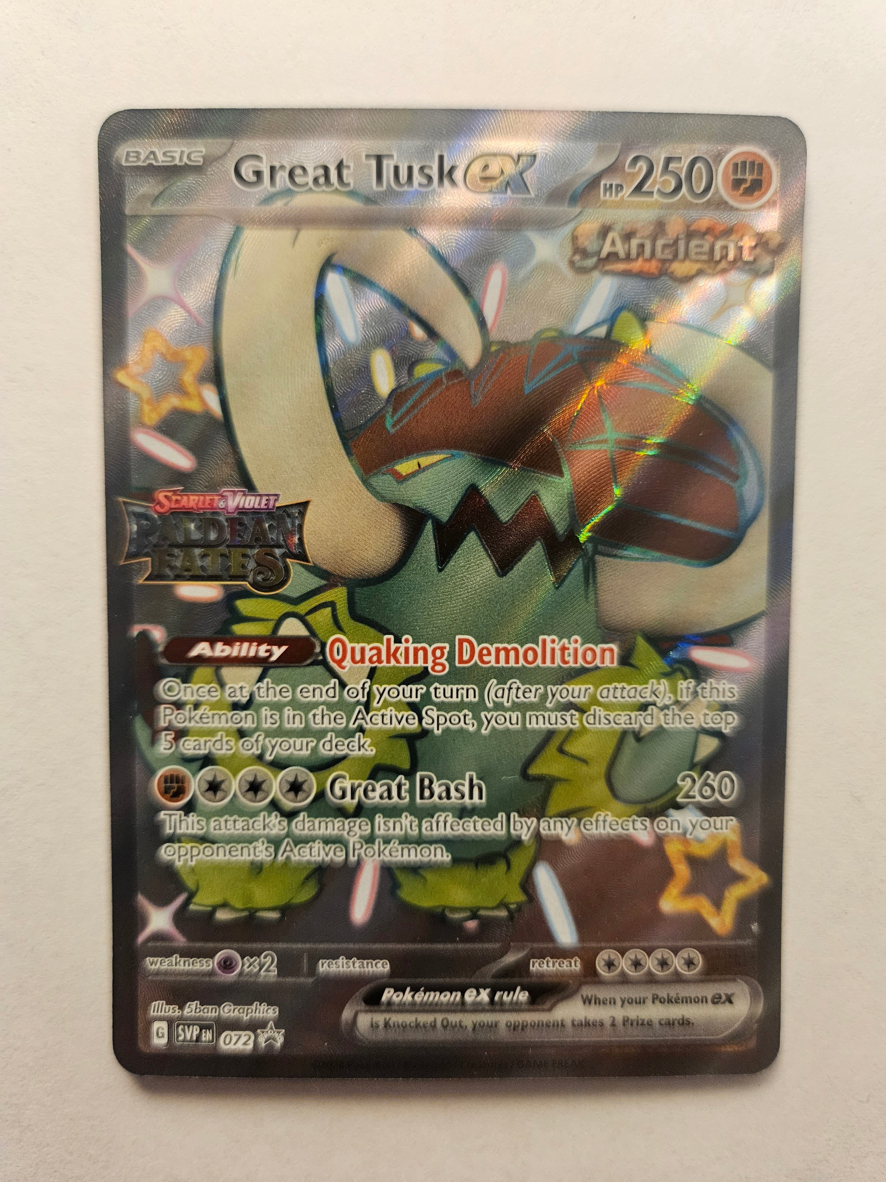 great tusk pokemon card ex - 123/198 - SV01: Scarlet & Violet Base Set Colorless Lunge Out (30) Fighting Great Tusk 097/162 Prize Pack